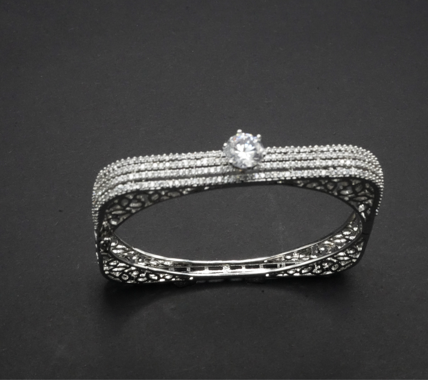 Luxe Multi-Strand Bangle with Solitaire Accent