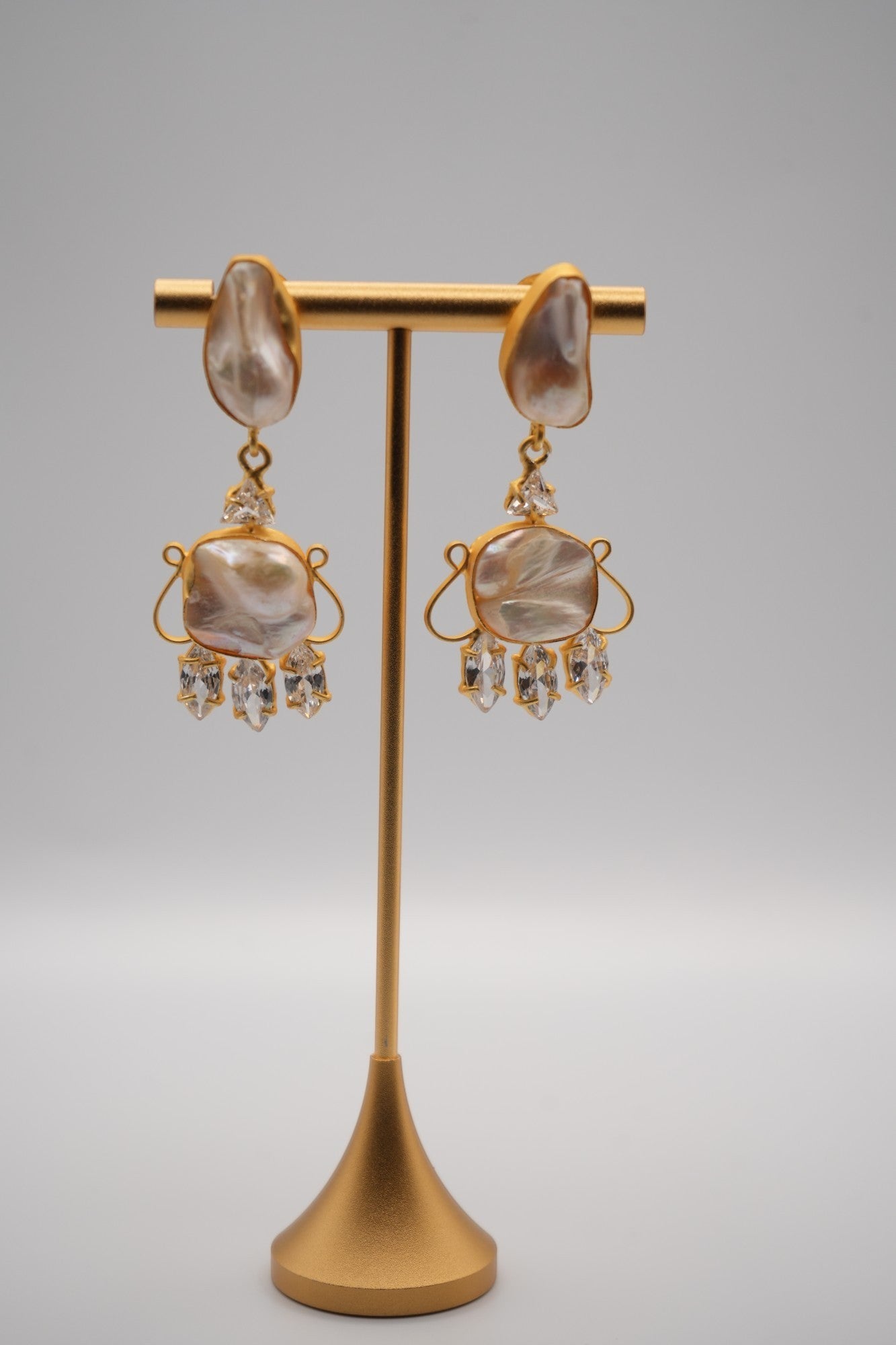 Baroque Lumina: Keshi Pearl and Crystal Drop Earrings