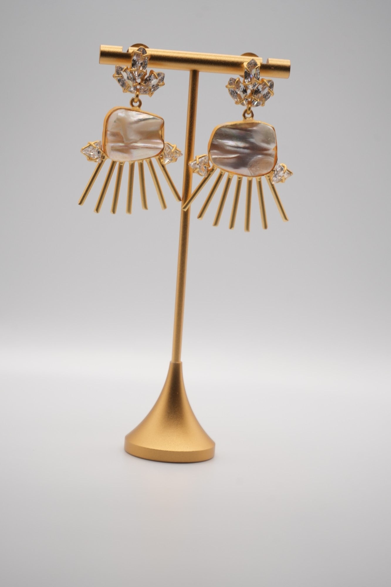 Solar Flare: Keshi Pearl and Crystal Burst Earrings