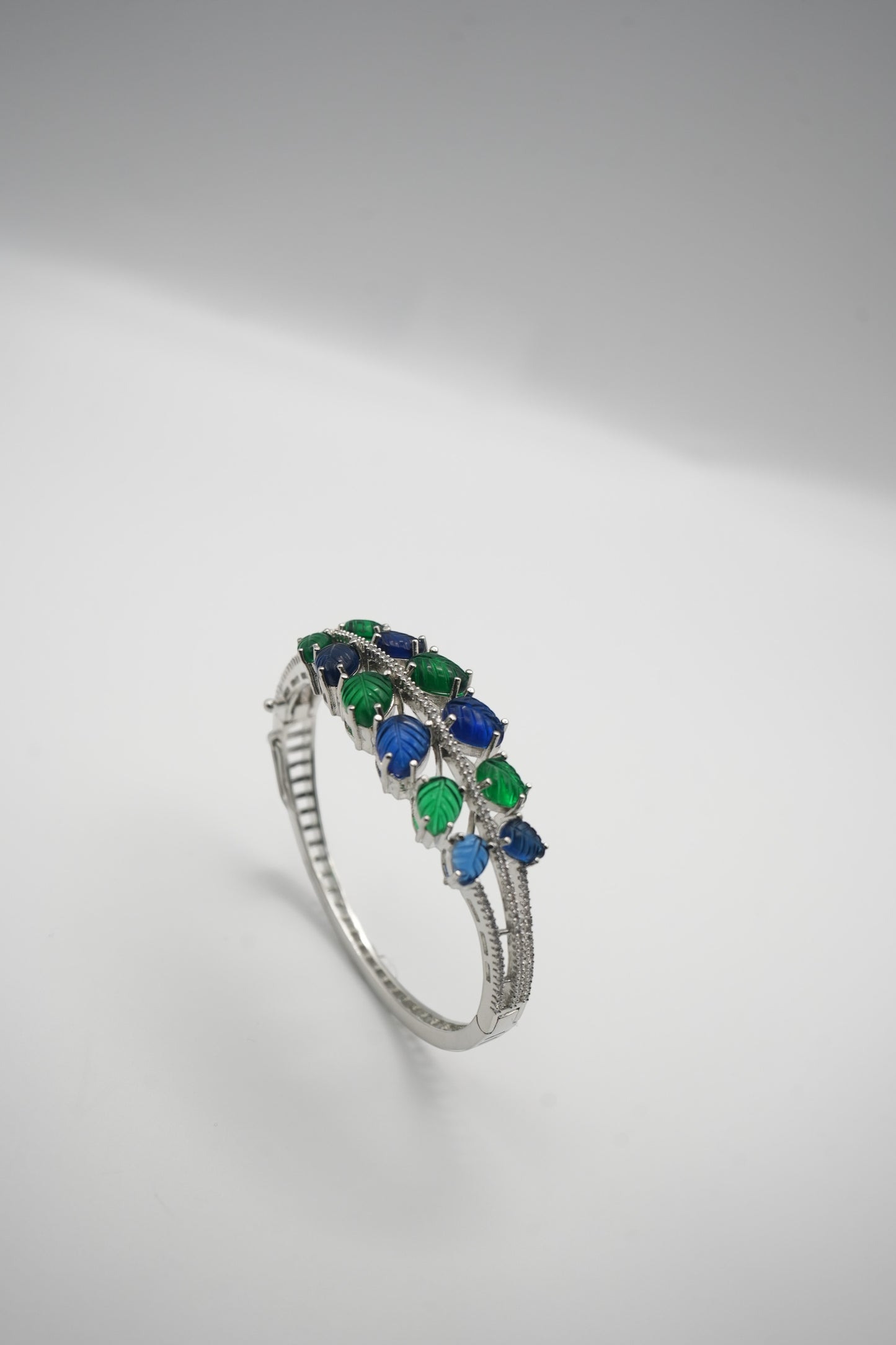 Sapphire & Emerald Dream: Crystal Bangle Bracelet