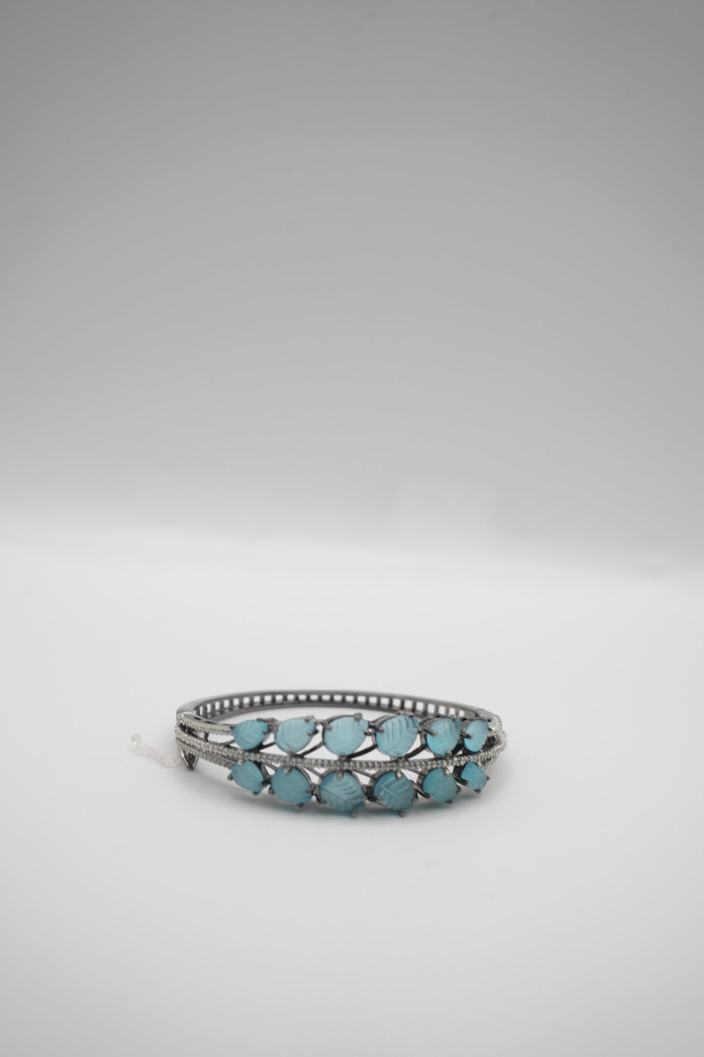 Caribbean Dream Leaf Carved Bangle with Crystal Accents