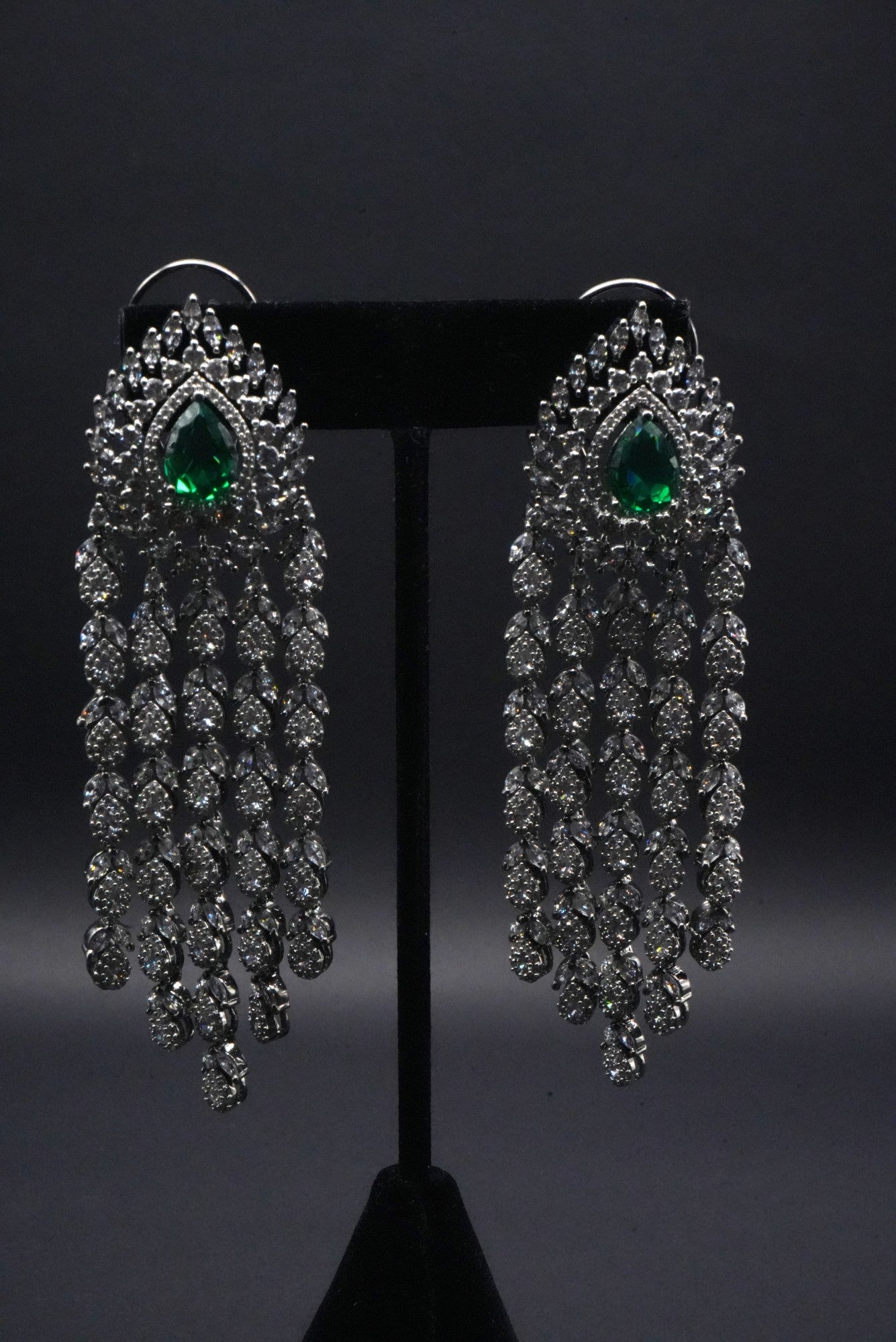 Majestic Emerald Teardrop Chandelier Earrings