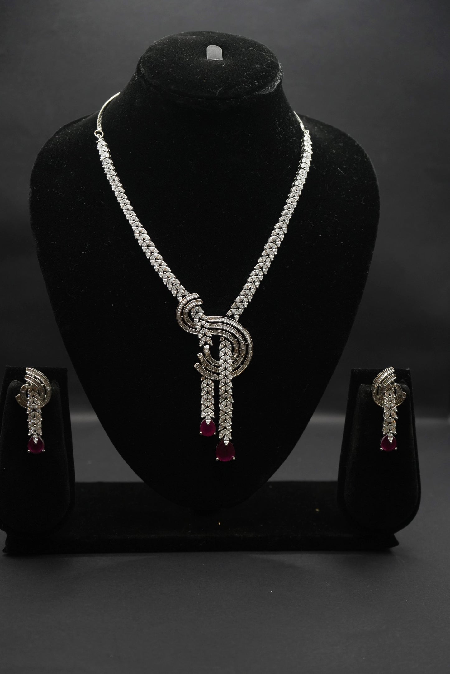 Luxe Cubic Zirconia Necklace Set with Silver Accents