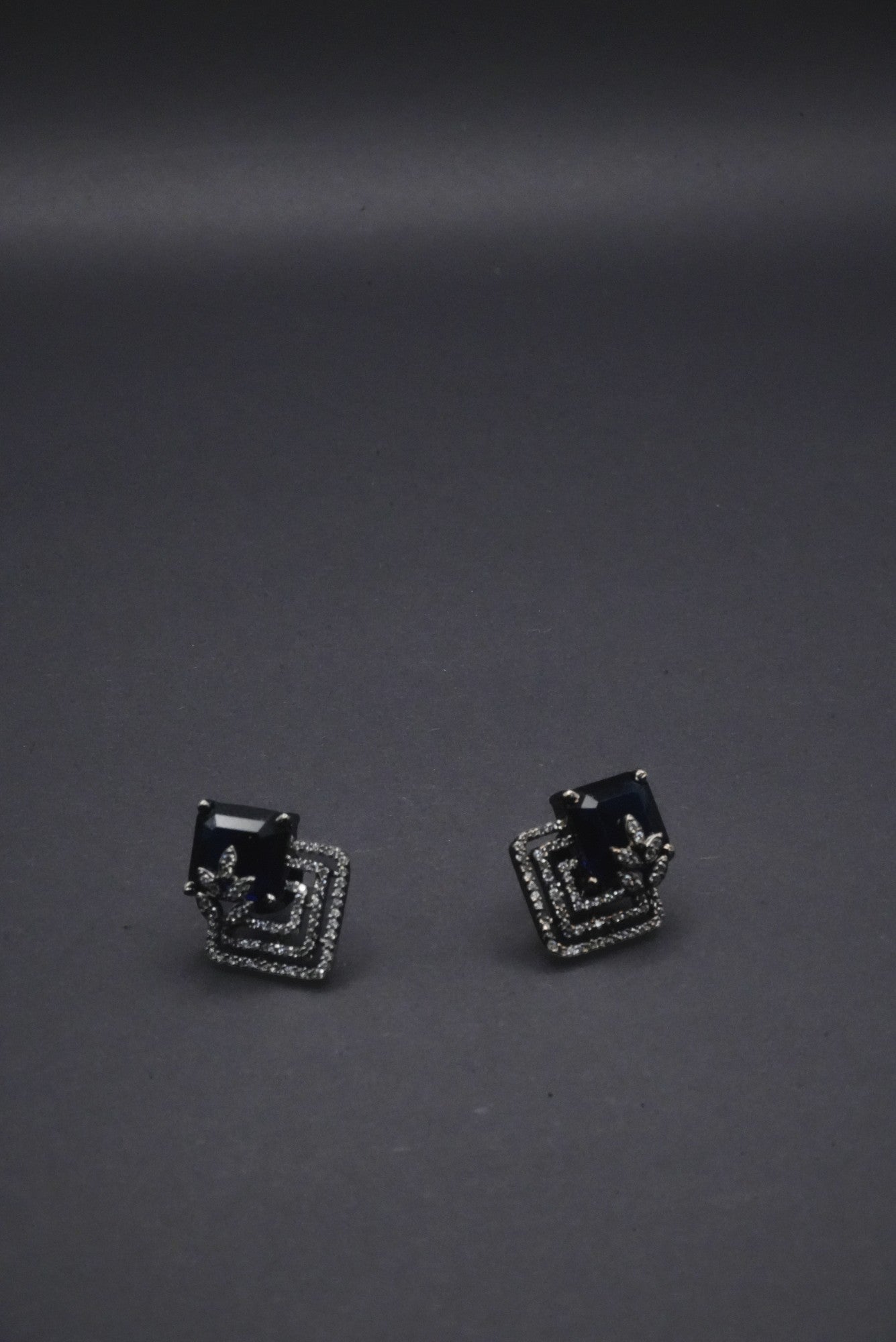 Geometric Midnight Sapphire Simulant Earrings