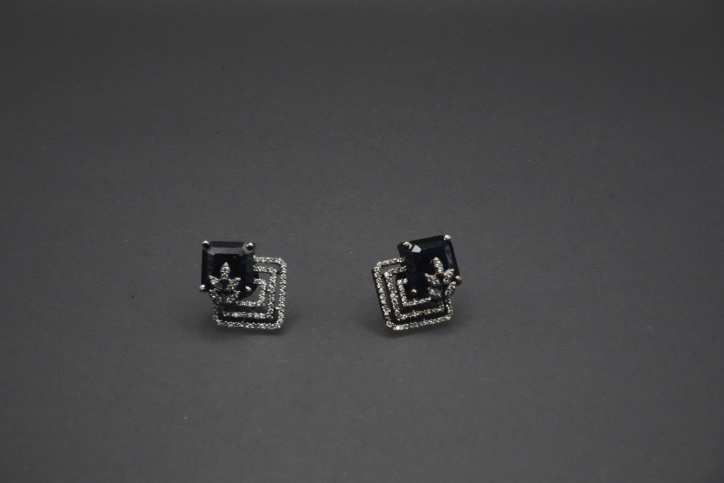 Geometric Midnight Sapphire Simulant Earrings