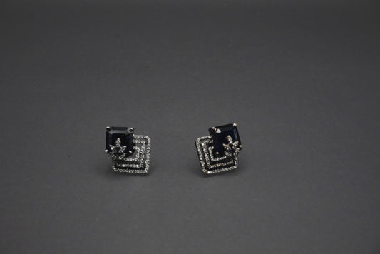 Geometric Midnight Sapphire Simulant Earrings
