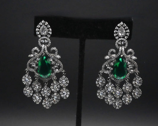 Majestic Emerald Teardrop Chandelier Earrings