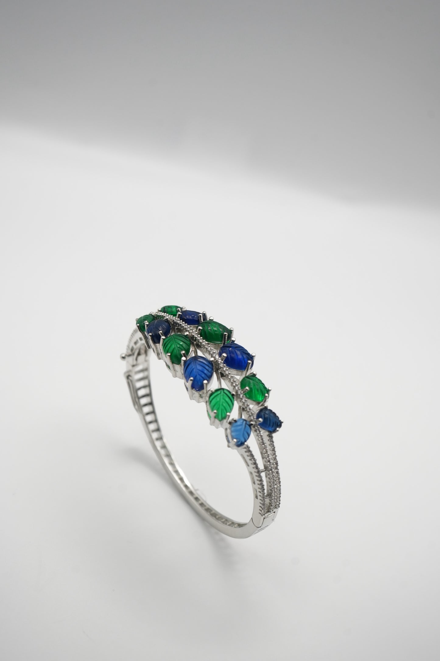Sapphire & Emerald Dream: Crystal Bangle Bracelet