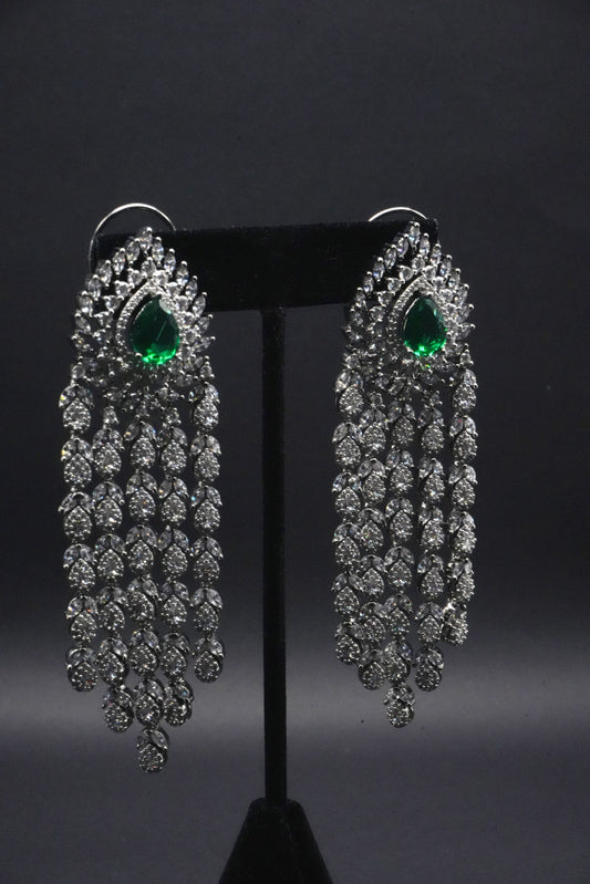 Majestic Emerald Teardrop Chandelier Earrings