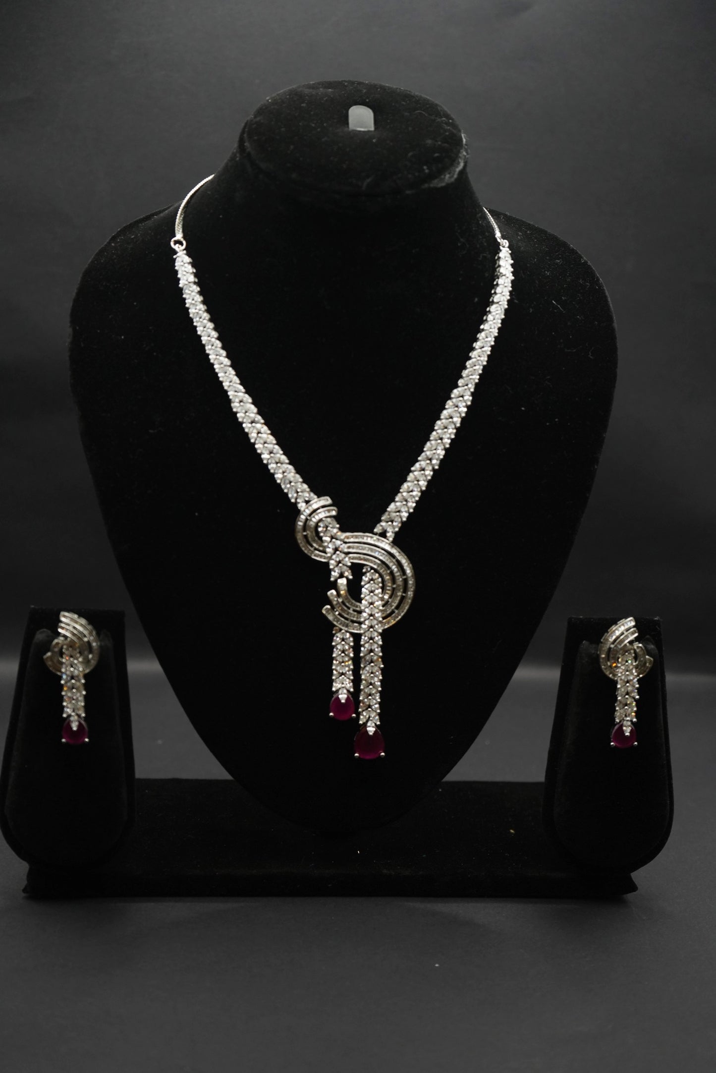 Luxe Cubic Zirconia Necklace Set with Silver Accents