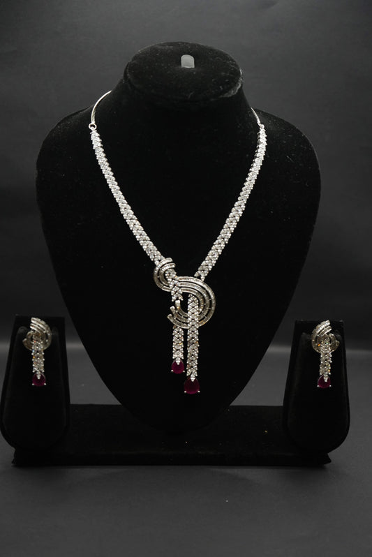 Luxe Cubic Zirconia Necklace Set with Silver Accents