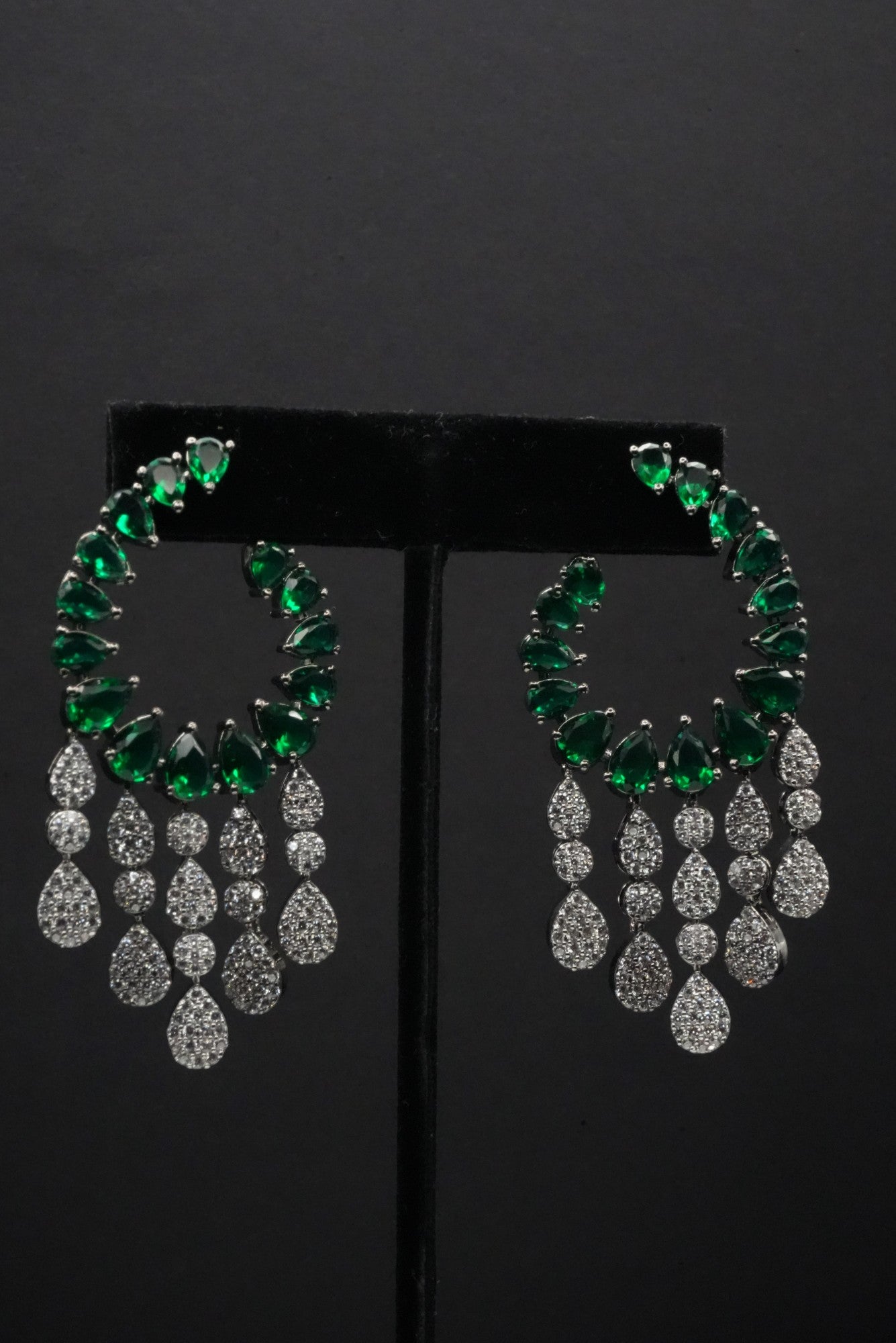 Emerald Cascade and CZ Frost Statement Earrings