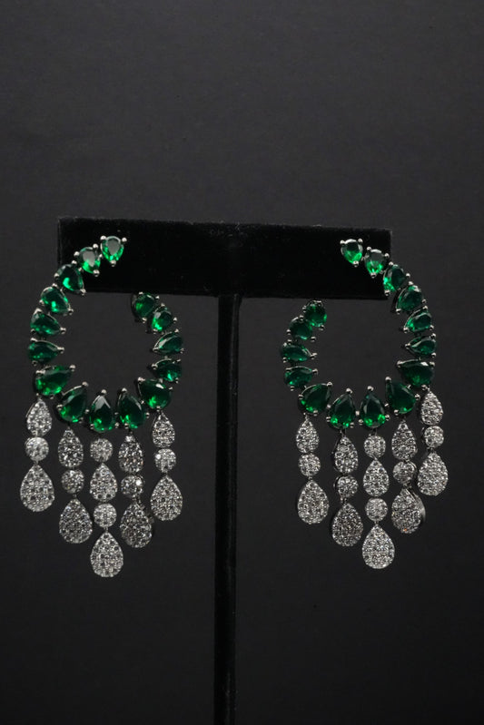 Emerald Cascade and CZ Frost Statement Earrings