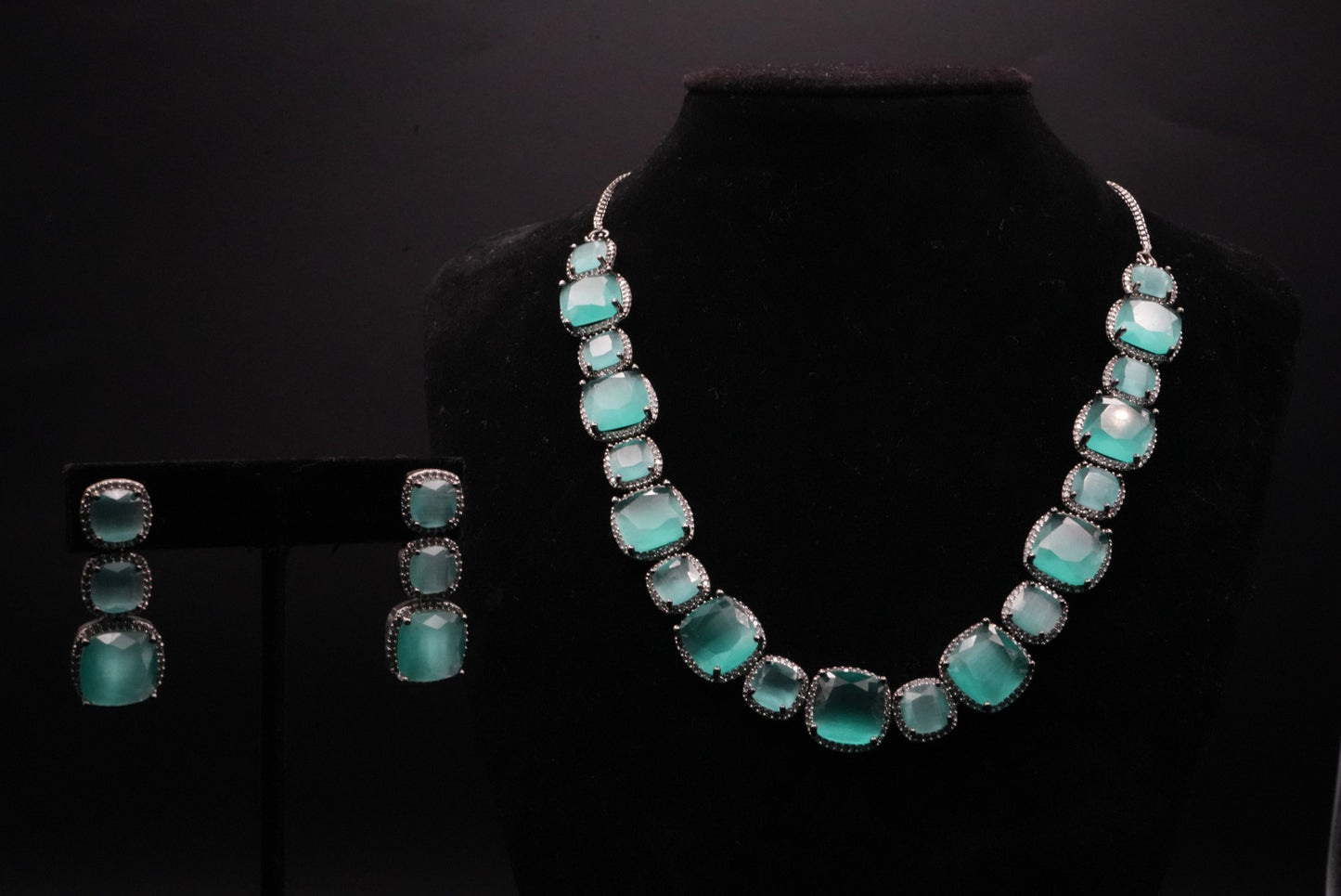 Oceanic Elegance Turquoise Green stone Silver Necklace