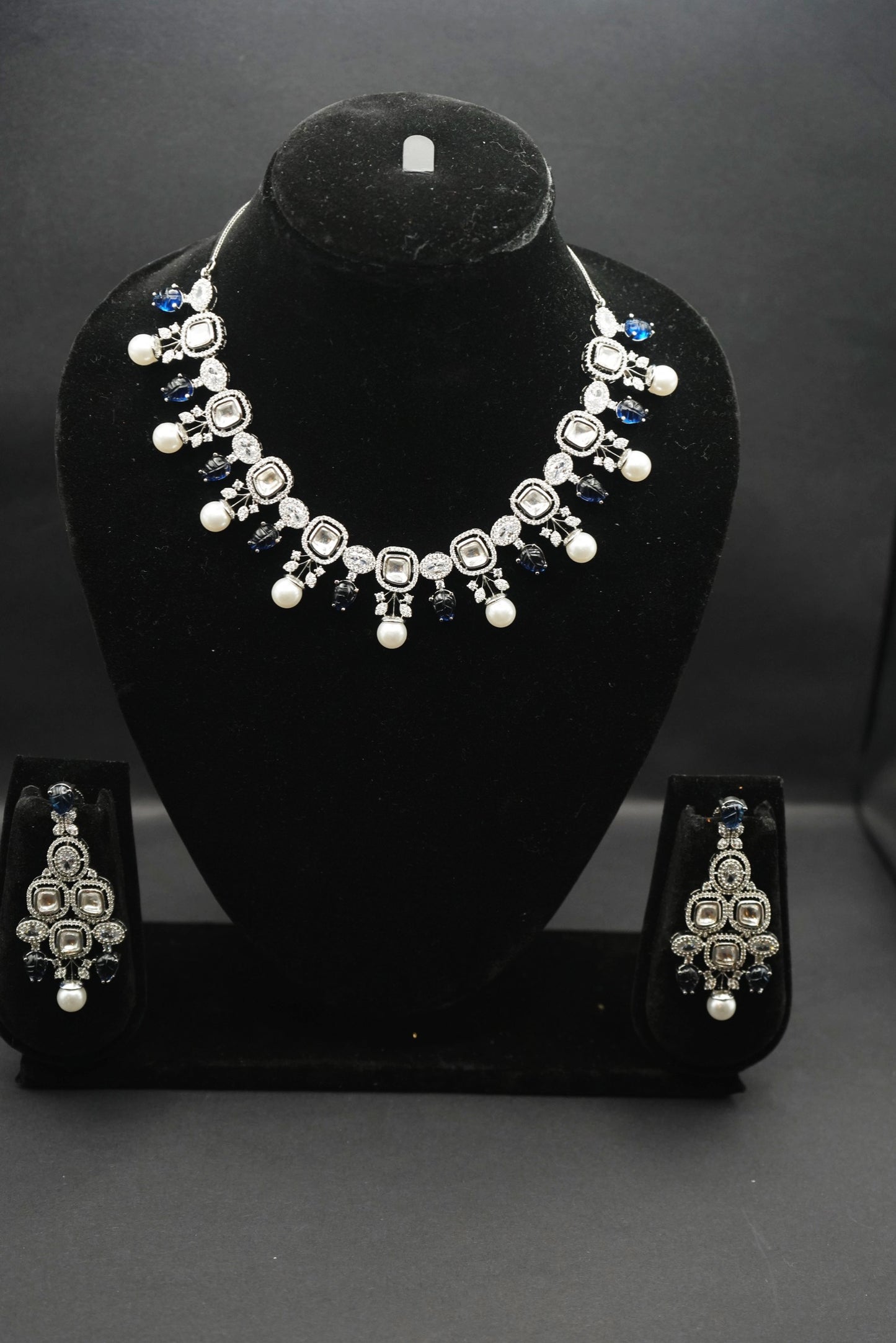 Elegant Purple and white stone set with beautiful Earrings