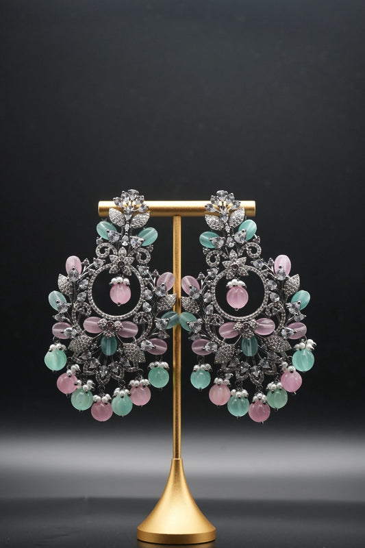 Pastel Opulence: Lustrous Jewel Drop Earrings