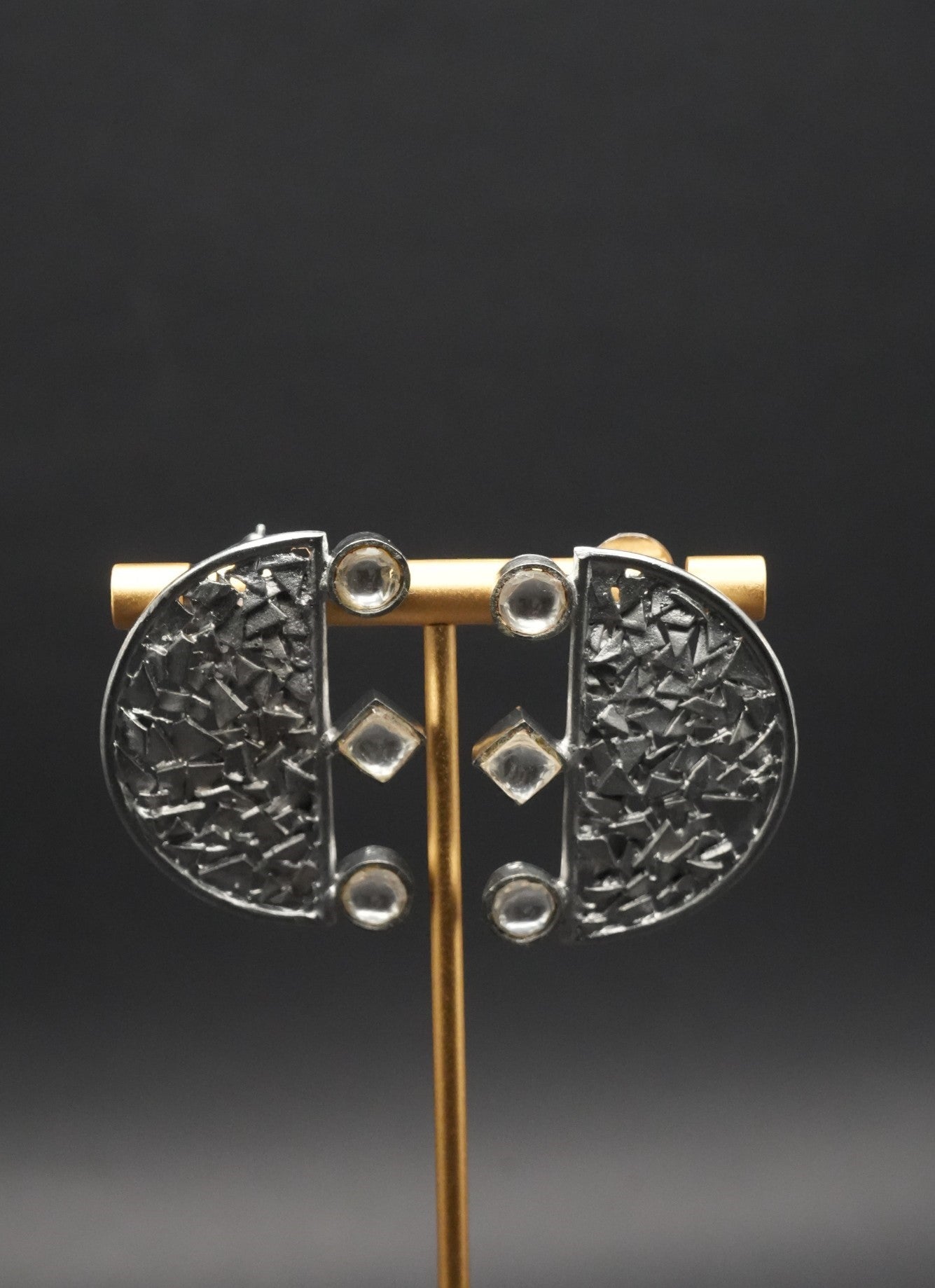 Geometric Half-Moon Designer Earring