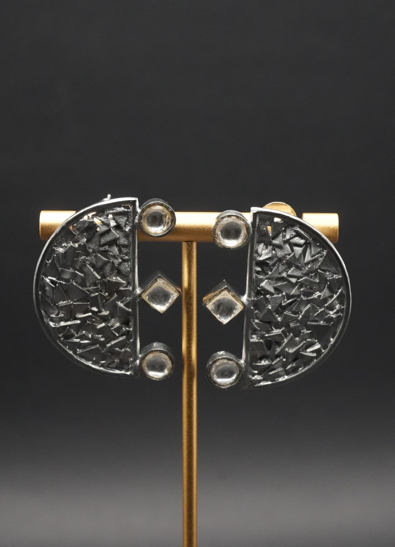 Geometric Half-Moon Designer Earring