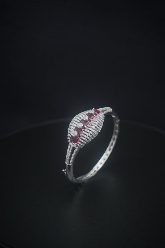 Crimson Allure: Ruby and Zircon Bangle Bracelet