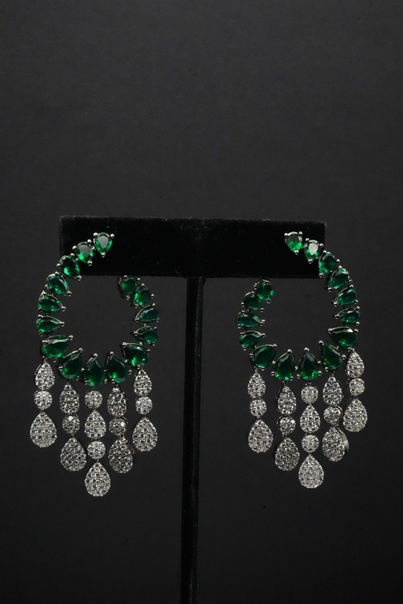 Emerald Cascade and CZ Frost Statement Earrings