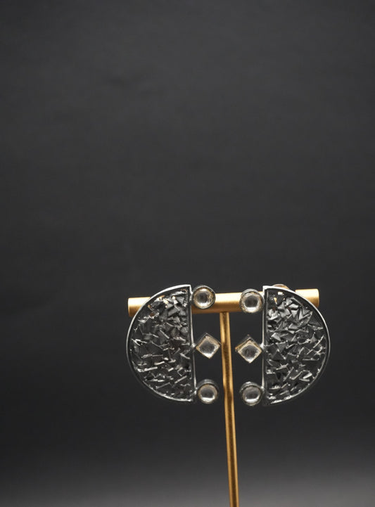 Geometric Half-Moon Designer Earring