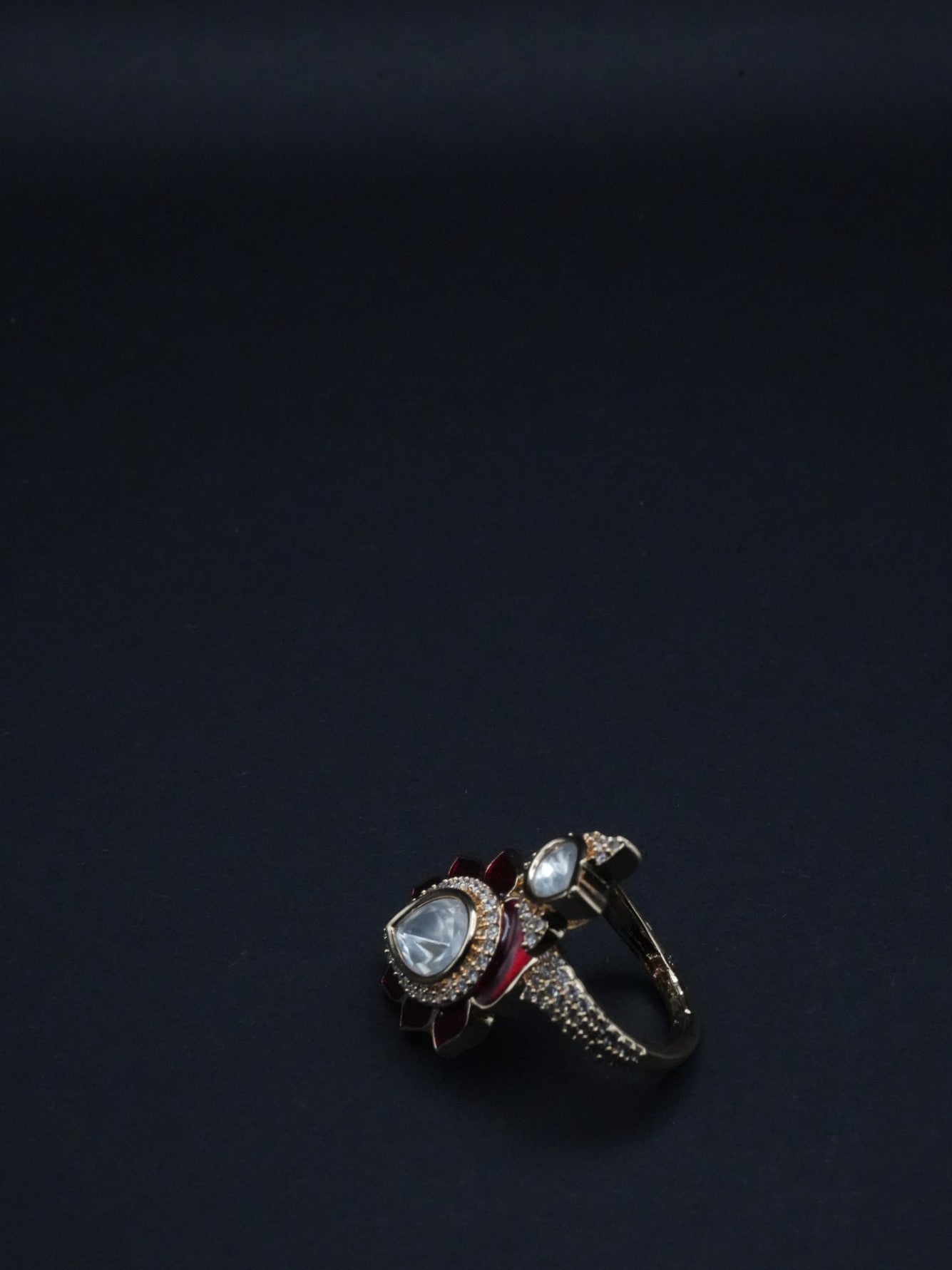 Two-stone statement ring with Red Stones