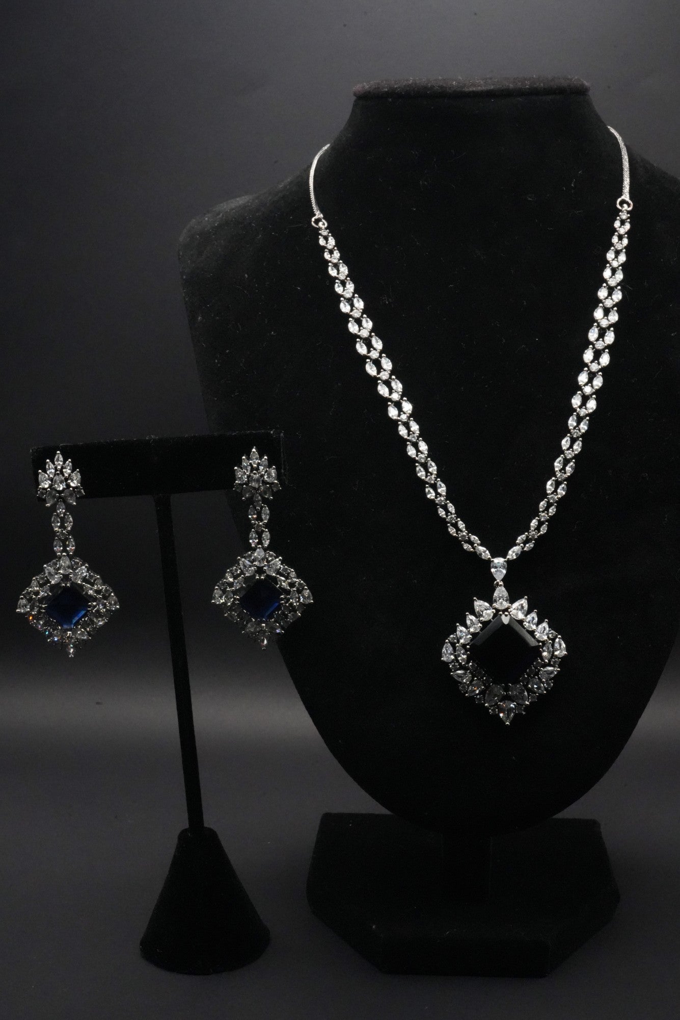 Sapphire Elegance Necklace and Earrings Set