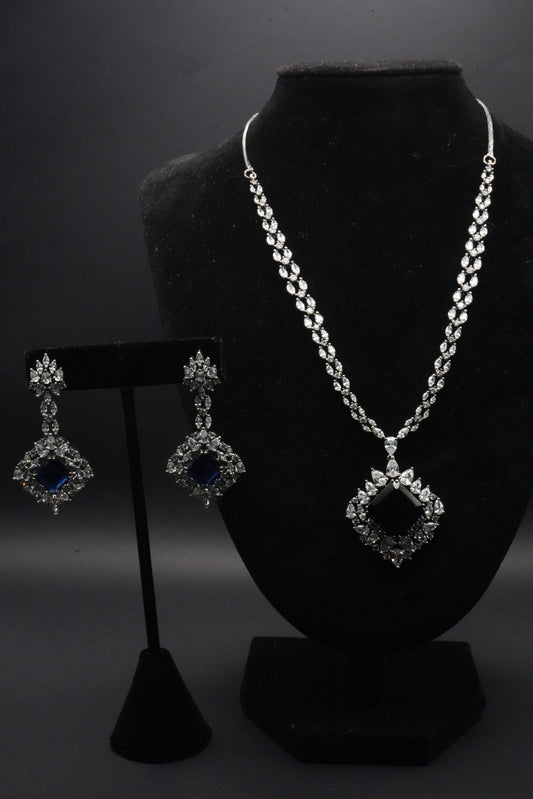 Sapphire Elegance Necklace and Earrings Set