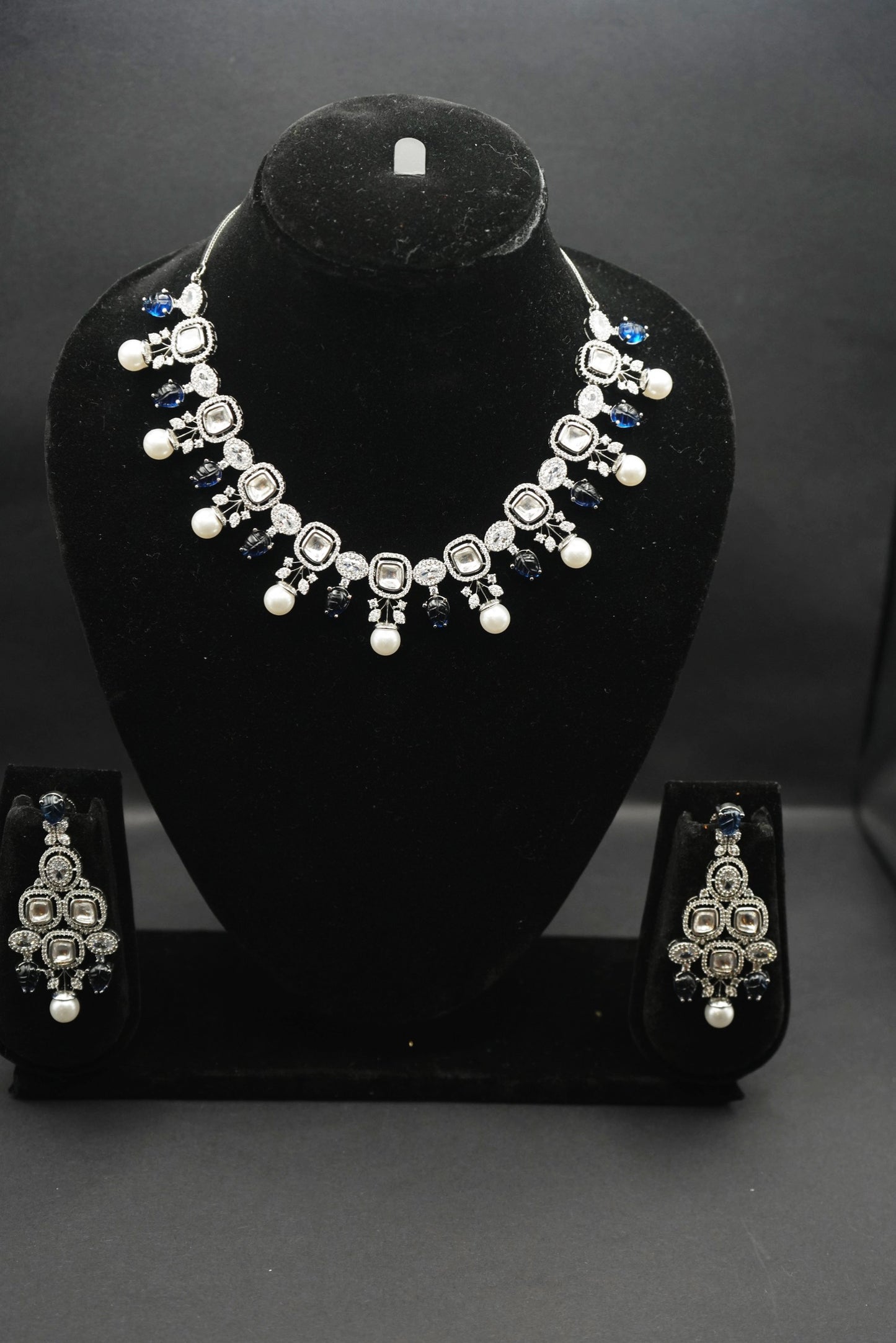 Elegant Purple and white stone set with beautiful Earrings