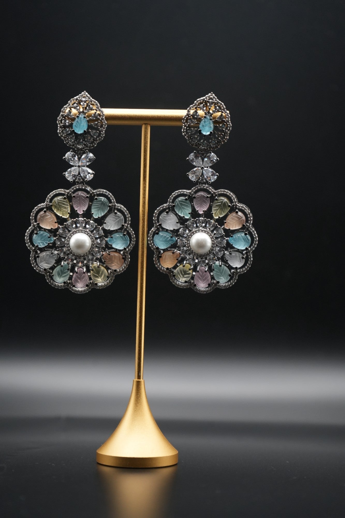 Enchanted Garden: Floral Multi-Gemstone Drop Earrings