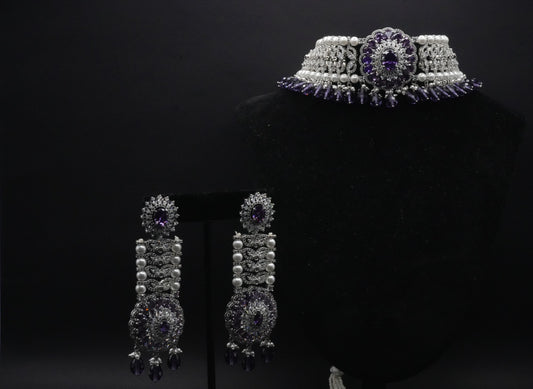 Elegant Sapphire and Pearl Jewelry Set