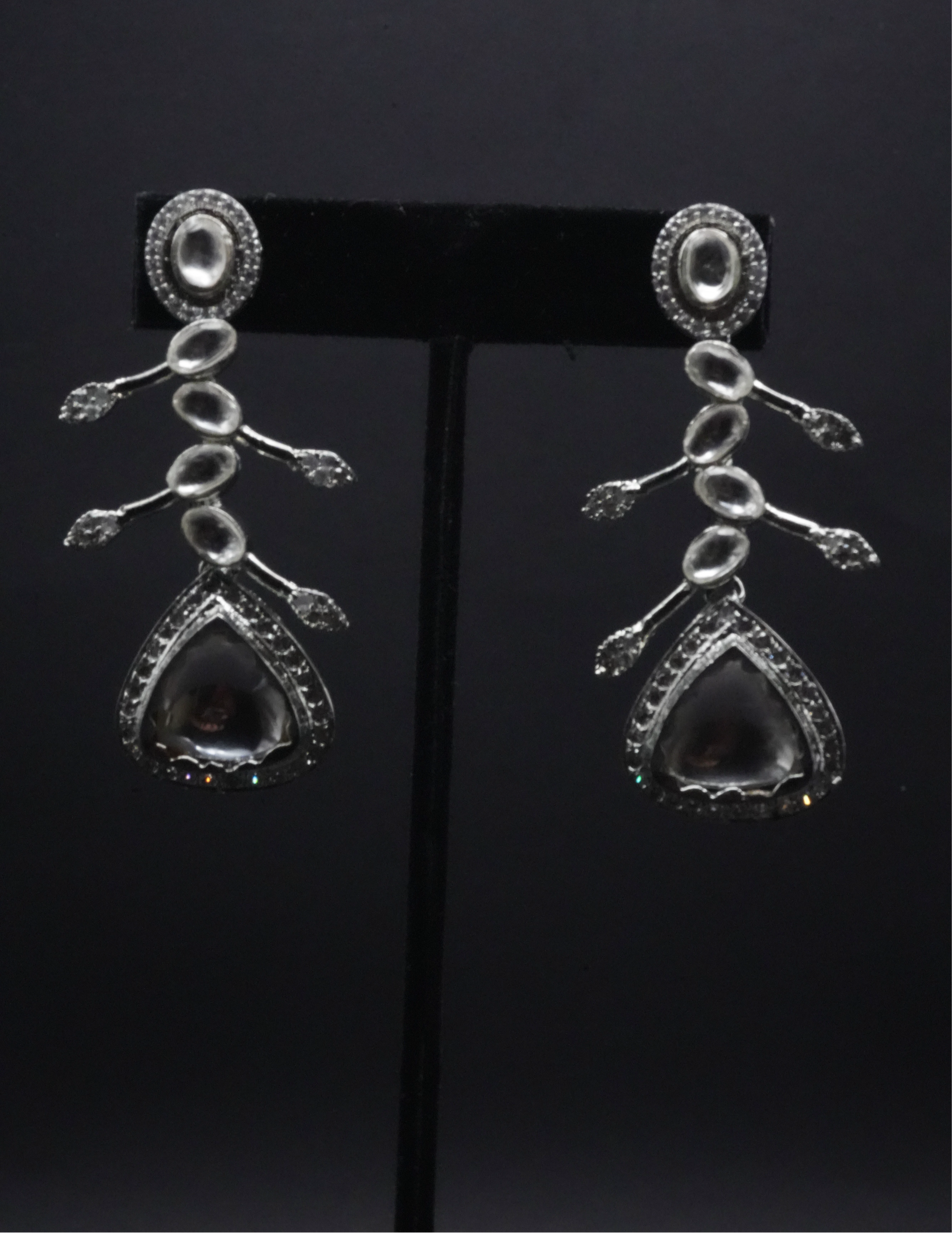 Cascade of Elegance stone Simulant and Pearl Earrings