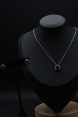 Red CZ Stone Simulant Pendant and Earrings Set