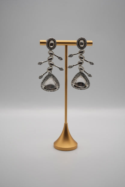 Cascade of Elegance stone Simulant and Pearl Earrings