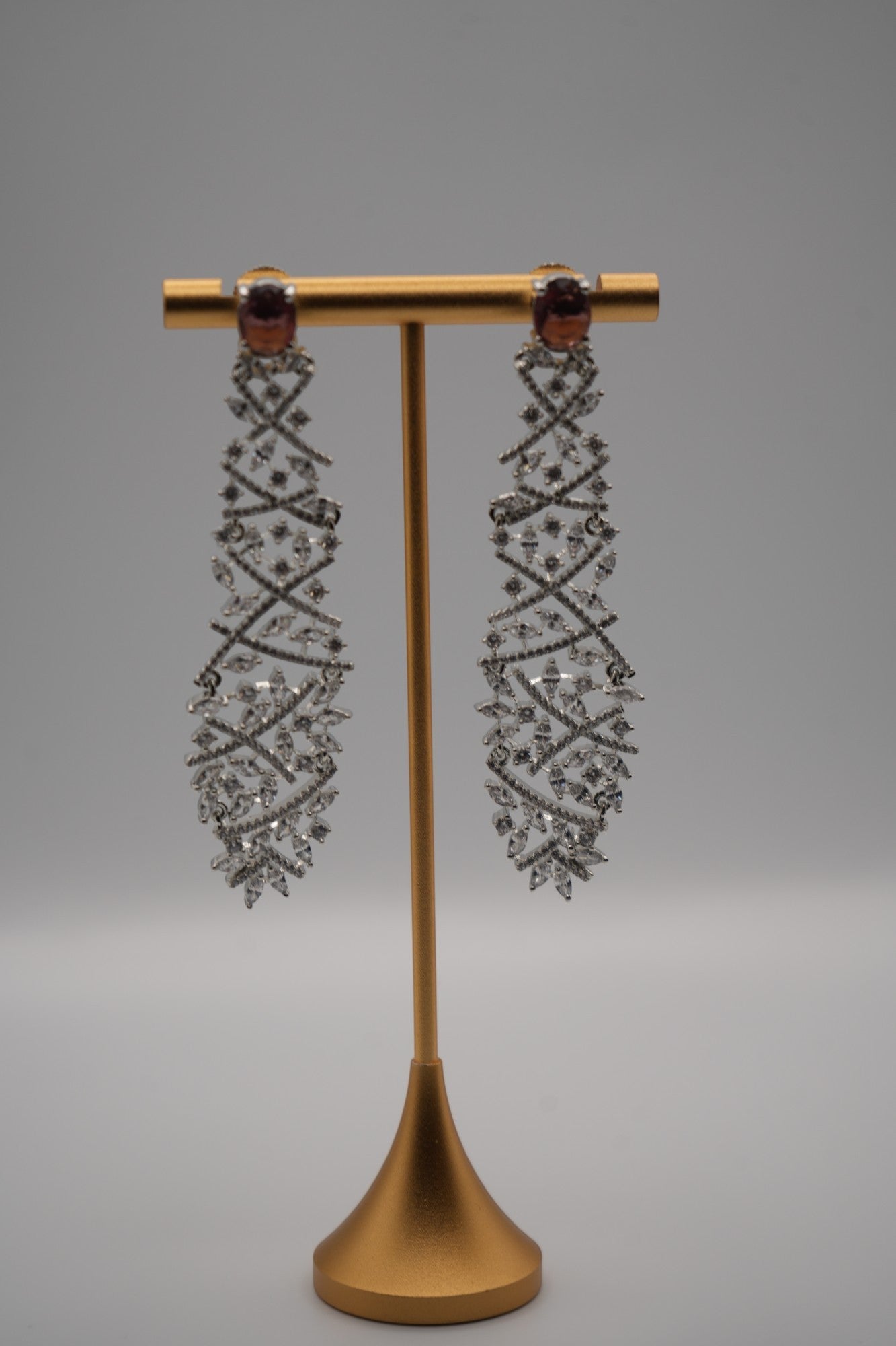 Dramatic Ruby Red and Crystal Cascade Earrings