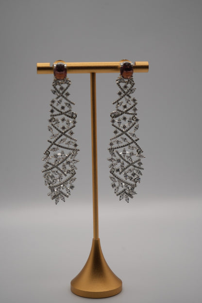 Dramatic Ruby Red and Crystal Cascade Earrings