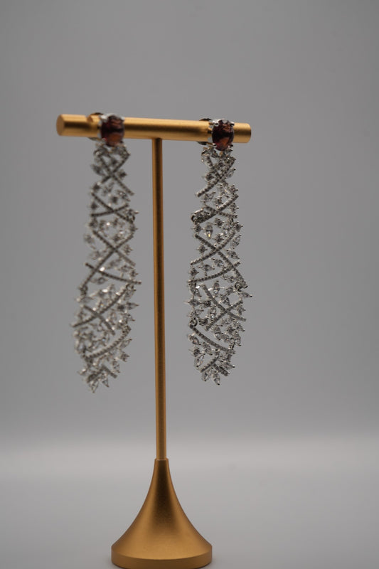 Dramatic Ruby Red and Crystal Cascade Earrings
