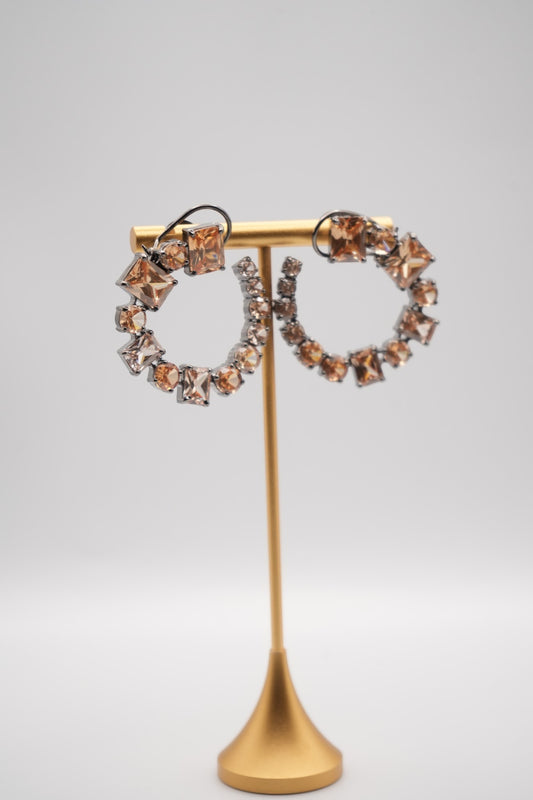 Brown Radiant Amber Hoop Earrings