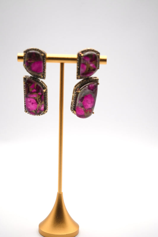 Fuchsia Bloom: Ruby Zoisite Drop Earrings