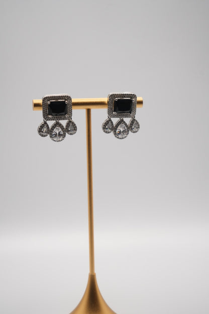 Art Deco Noir crystal stone Simulant Earrings