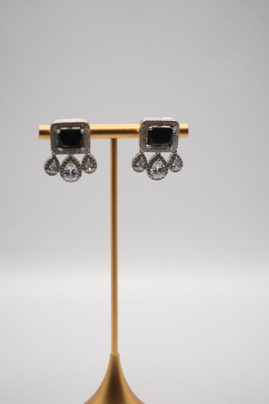 Art Deco Noir crystal stone Simulant Earrings