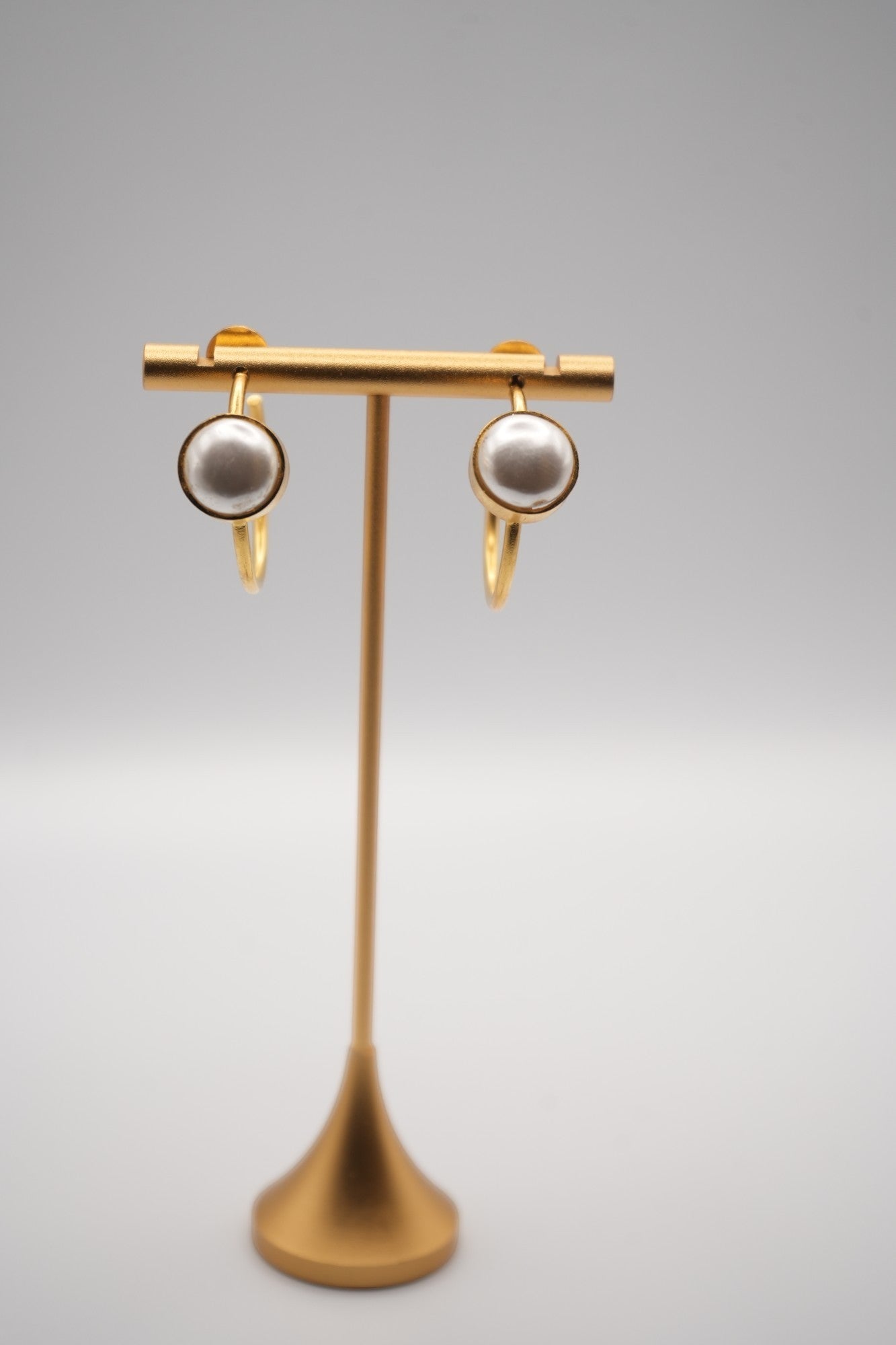 Modernist Pearl Hoop Earrings