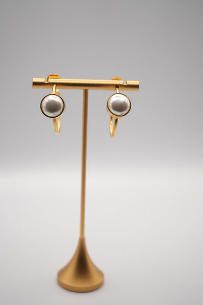 Modernist Pearl Hoop Earrings