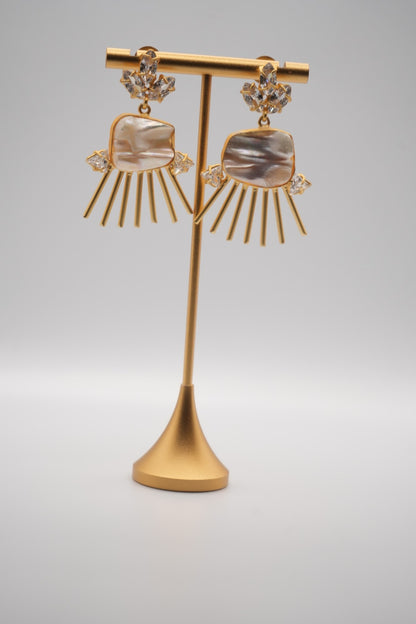 Solar Flare: Keshi Pearl and Crystal Burst Earrings