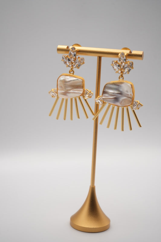 Solar Flare: Keshi Pearl and Crystal Burst Earrings