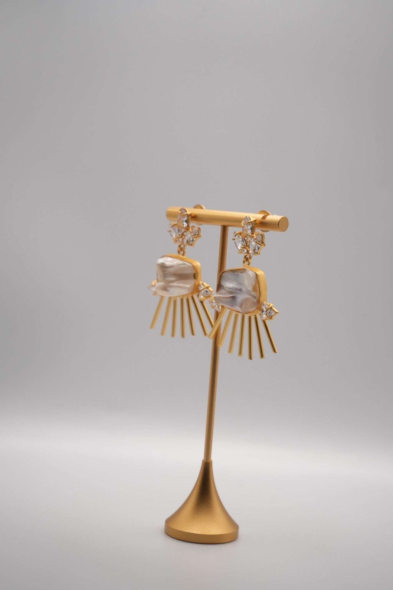 Solar Flare: Keshi Pearl and Crystal Burst Earrings