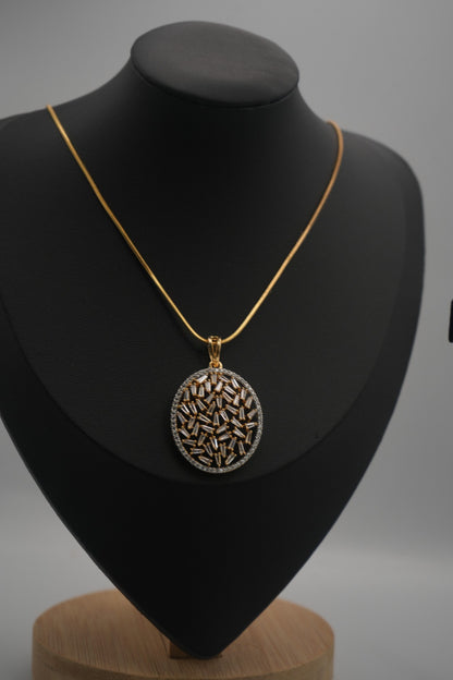 Gold Circle Pendant Necklace & Earring Set