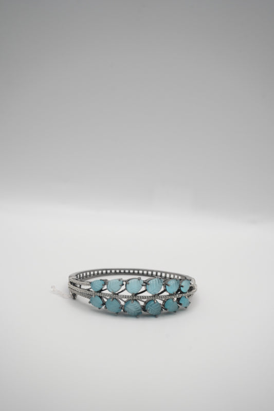 Caribbean Dream Leaf Carved Bangle with Crystal Accents