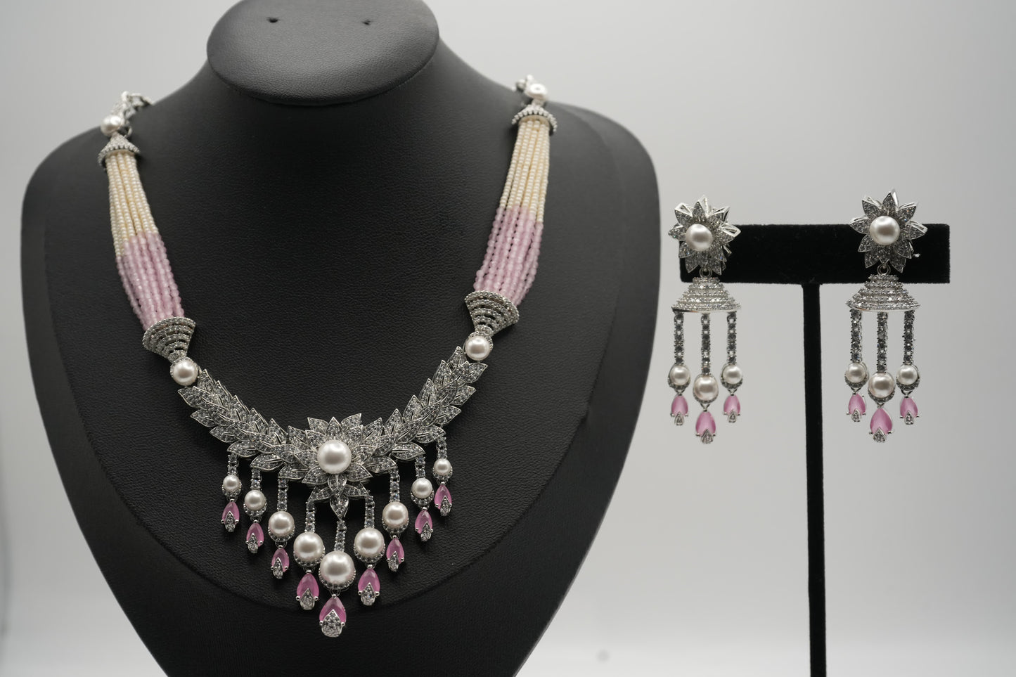 Pink and Pearl Elegance Jewelry Set
