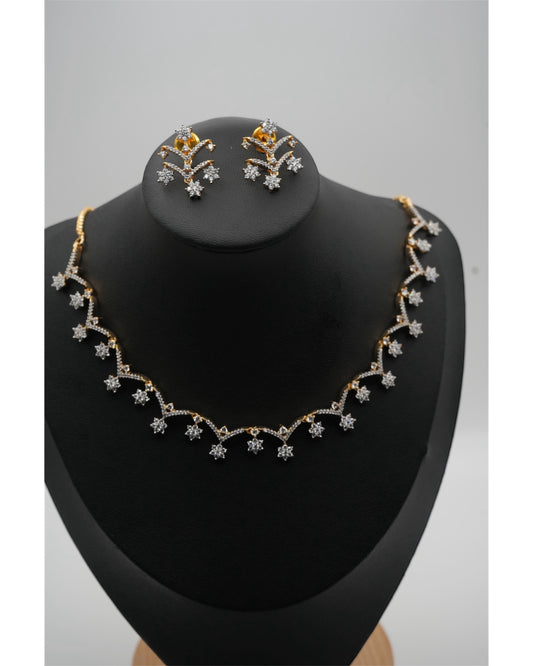 Elegant Floral Zircon Necklace & Earrings